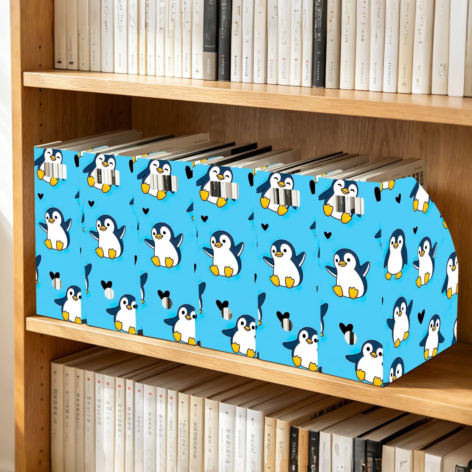 Cartone animato pinguino blu File Holder per scrivania