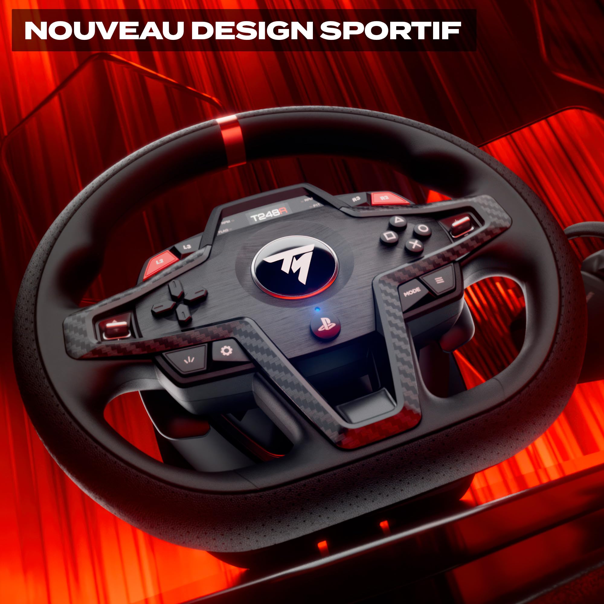 Thrustmaster T248R – Volant de Course Filaire avec Retour de Force 3,1 Nm – Ensemble de Simulation avec Pédalier Magnétique et Câbles – Compatible avec Consoles PS5, PS4 et PC