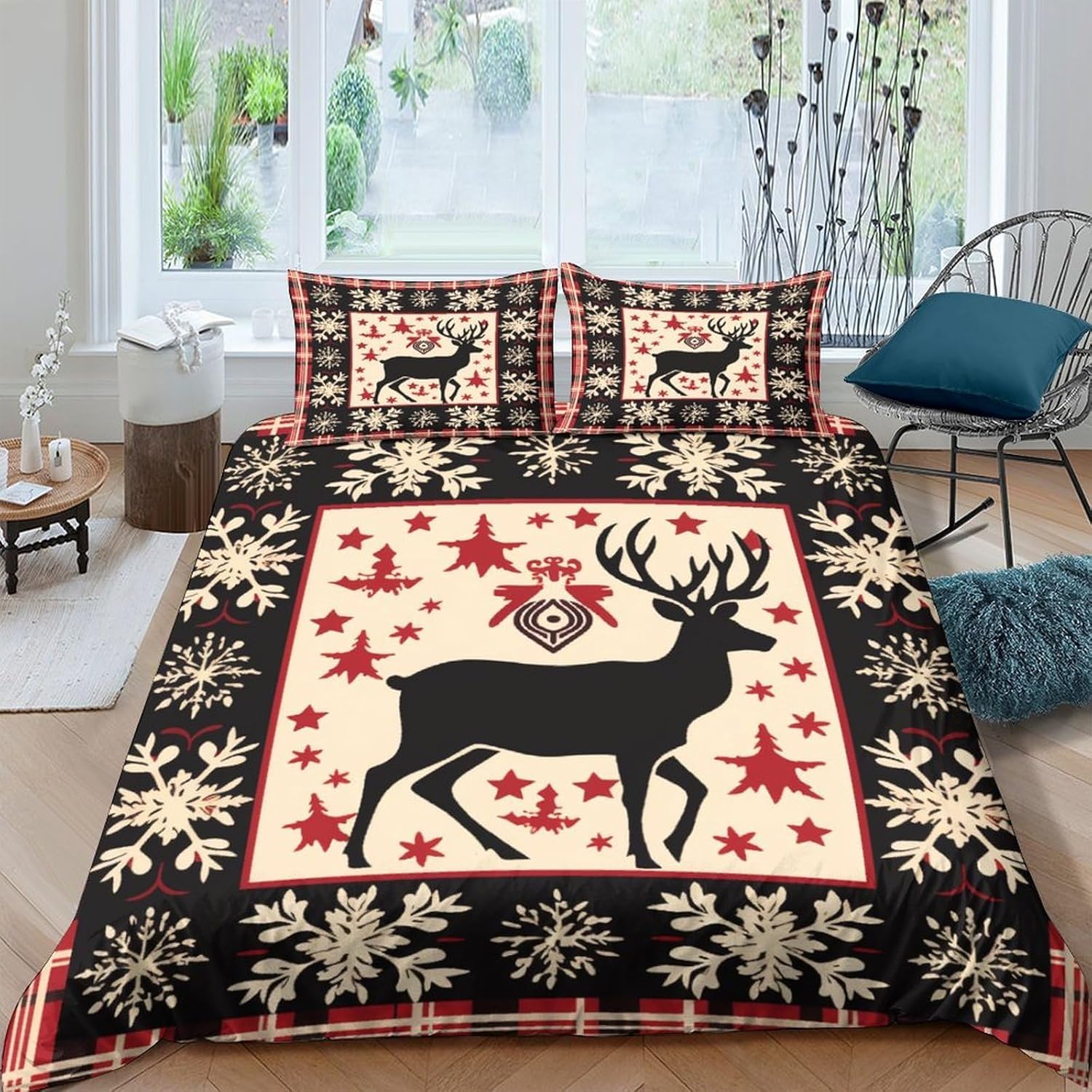 Housse de couette wapiti 3D pour chambre d'enfant et ado, parure 3 pièces 155x220