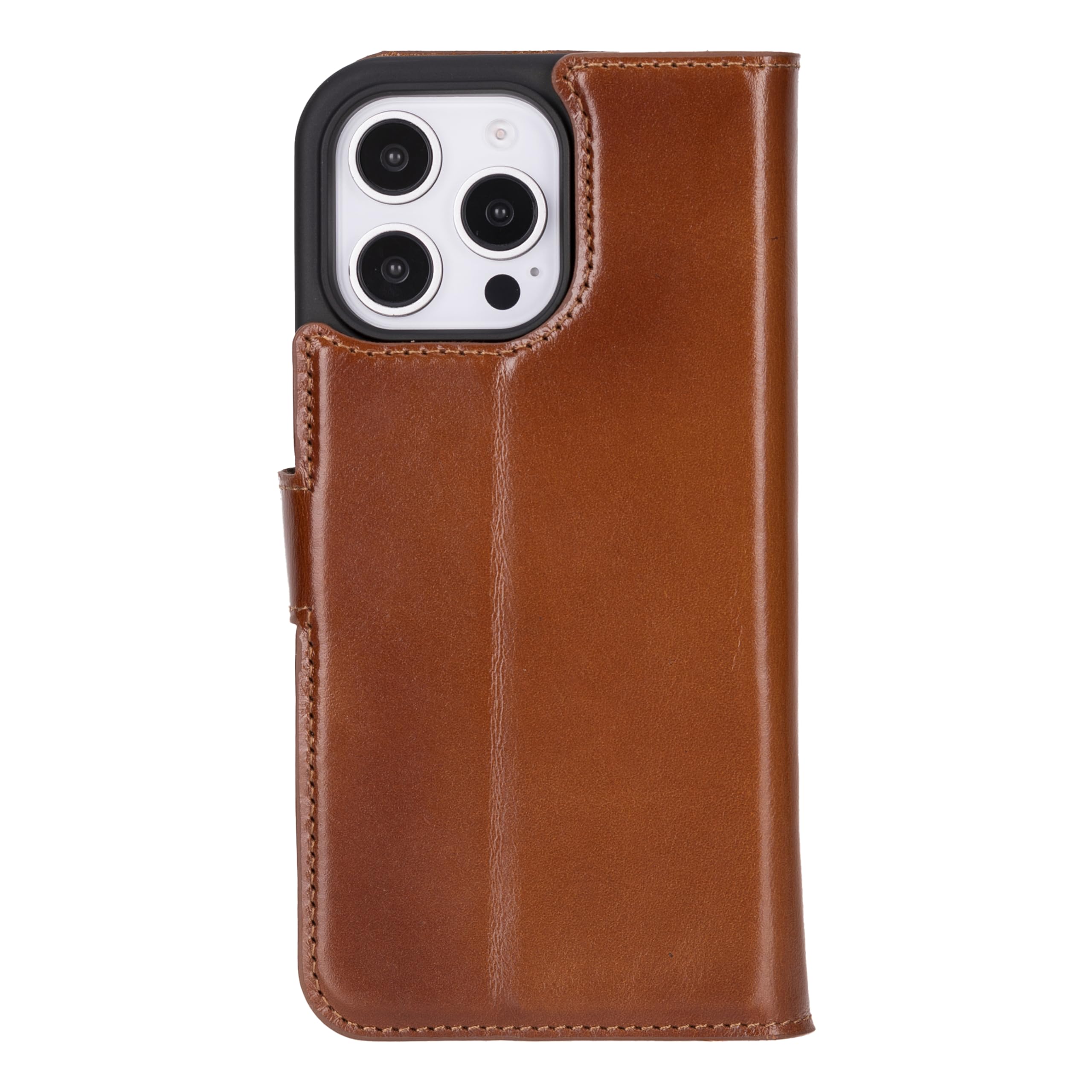 Solo Pelle Lederhülle kompatibel für iPhone 16 Pro Max in 6.9 Zoll abnehmbare Hülle (2in1) inkl. Kartenfächer geeignet für MagSafe Zubehör (Cognac Braun)