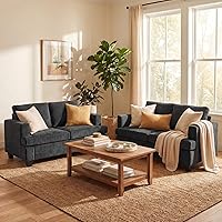 Vista 21 de Fiona's magic Sofá de Pana de 3 Plazas para Sala de Estar, Sofá Nube Negra de 89", Sofá de Piso de Asiento Profundo para Dormitorio, Cama Seccional