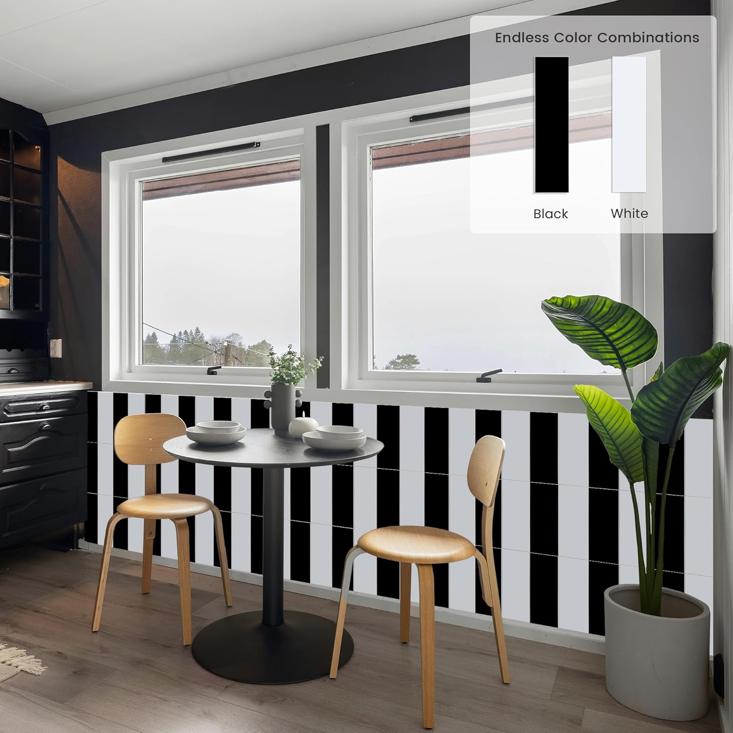 32-Piece Black Peel and Stick Backsplash Tiles, 3” x 12” Metro Glossy Subway Tile Self Adhesive Stick on Backsplash Wall Tiles for Kitchen Bathroom