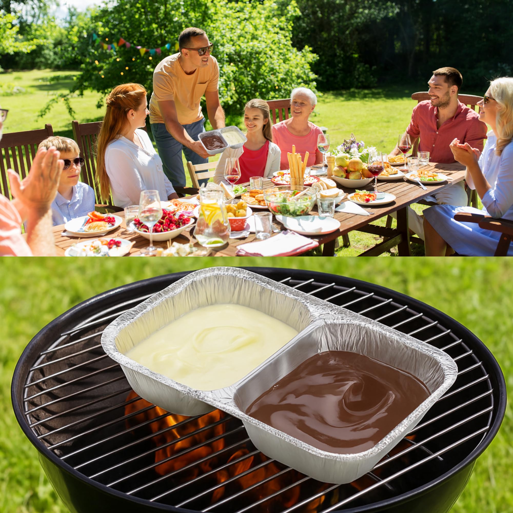 Kit Chocolate Belga para Fundir BBQ & Fondue (200g Negro + Blanco) + 2 Bolsas Marshmallow + 100 Pinchos Bambú, Chocolate para Barbacoa, Parrilla y Postres