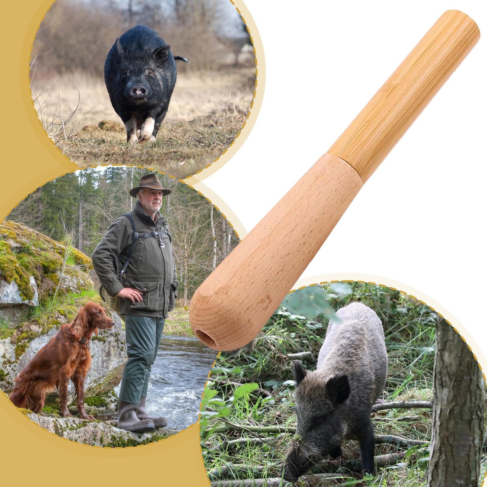 Fischietto di maiale | Dispositivo di richiamo del cinghiale in legno – Strumento realistico per esche predatrici | per caccia, campeggio all'aperto, escursionismo, esplorazione sul campo e