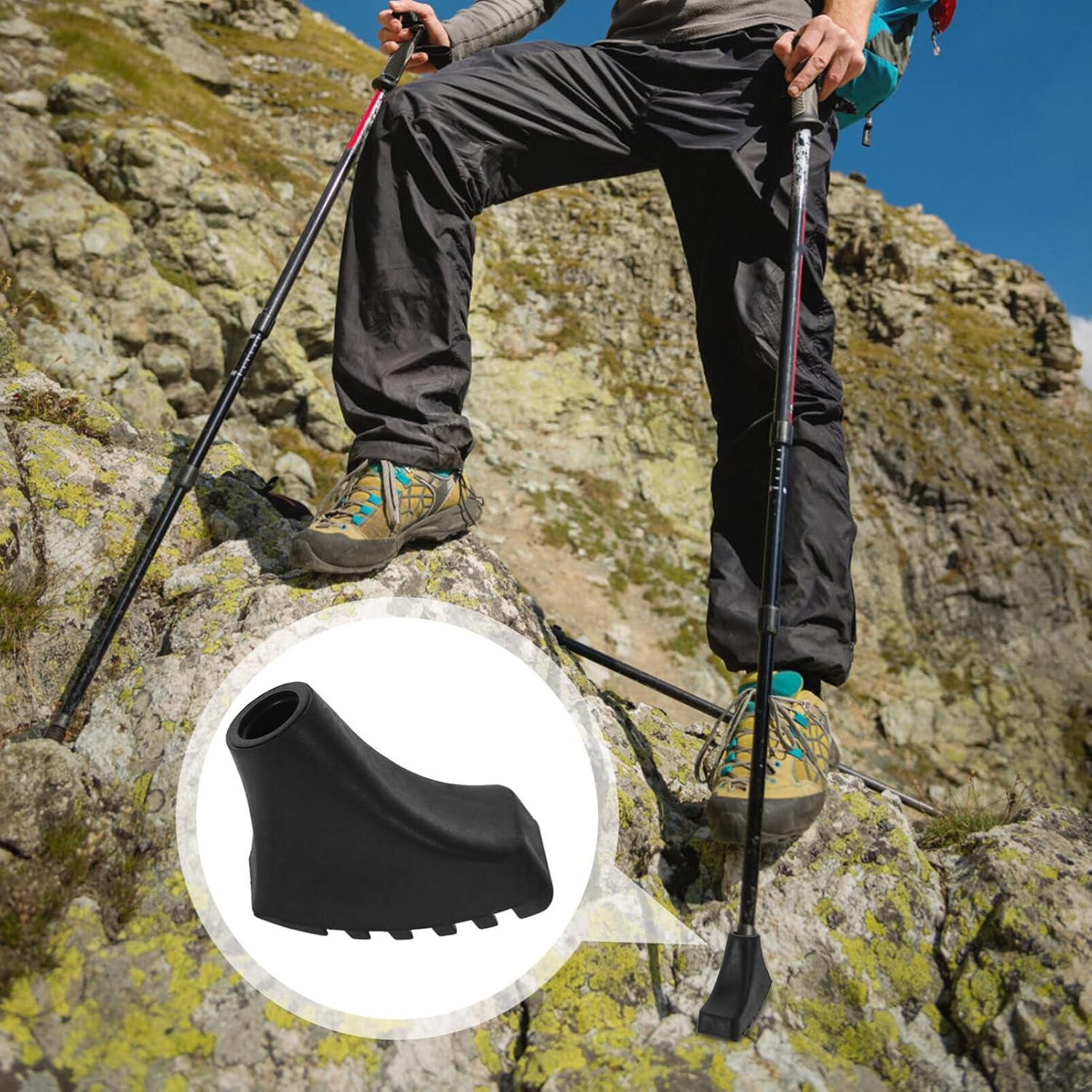 ABOOFAN Hiking Pole Tips 6 Pack Trekking Pole Foot Cover Non-Slip Skid Tip for Outdoor Activities