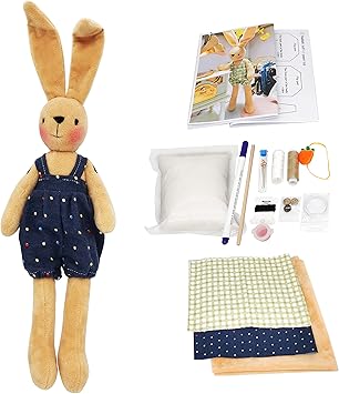 Adult and Child Doll Making Kits, DIY Plush Doll Sewing Kits, Cute Animal Dolls, Gifts for Girls, Handmade Doll Craft Kits. (Rabbit Boy)