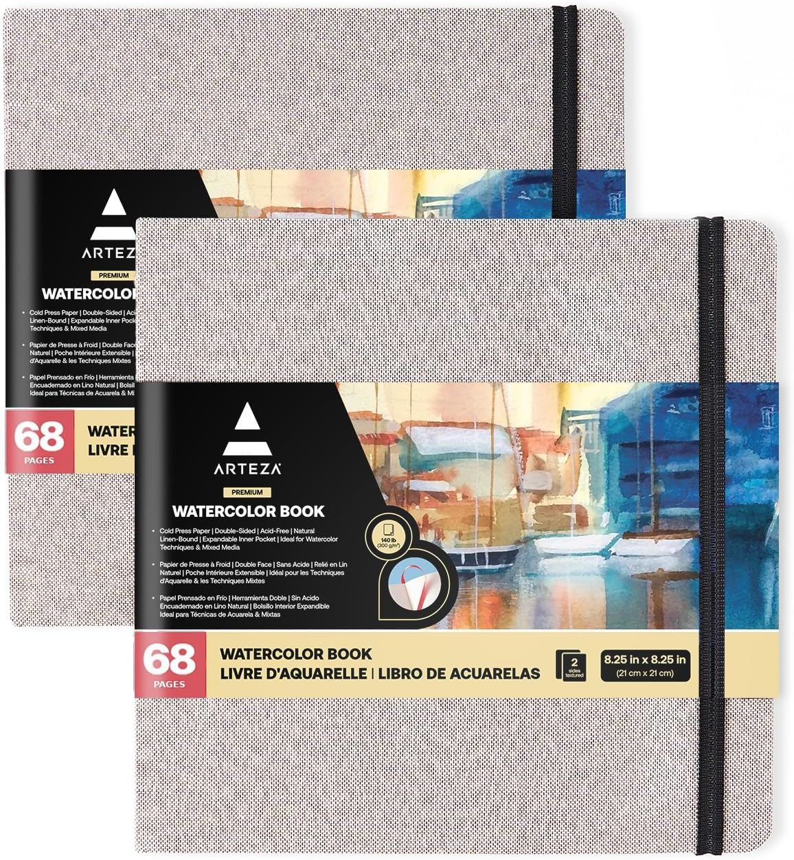 Amazon.com: ARTEZA Watercolor Sketchbooks, Pack of 2, 8.25 x 8.25
