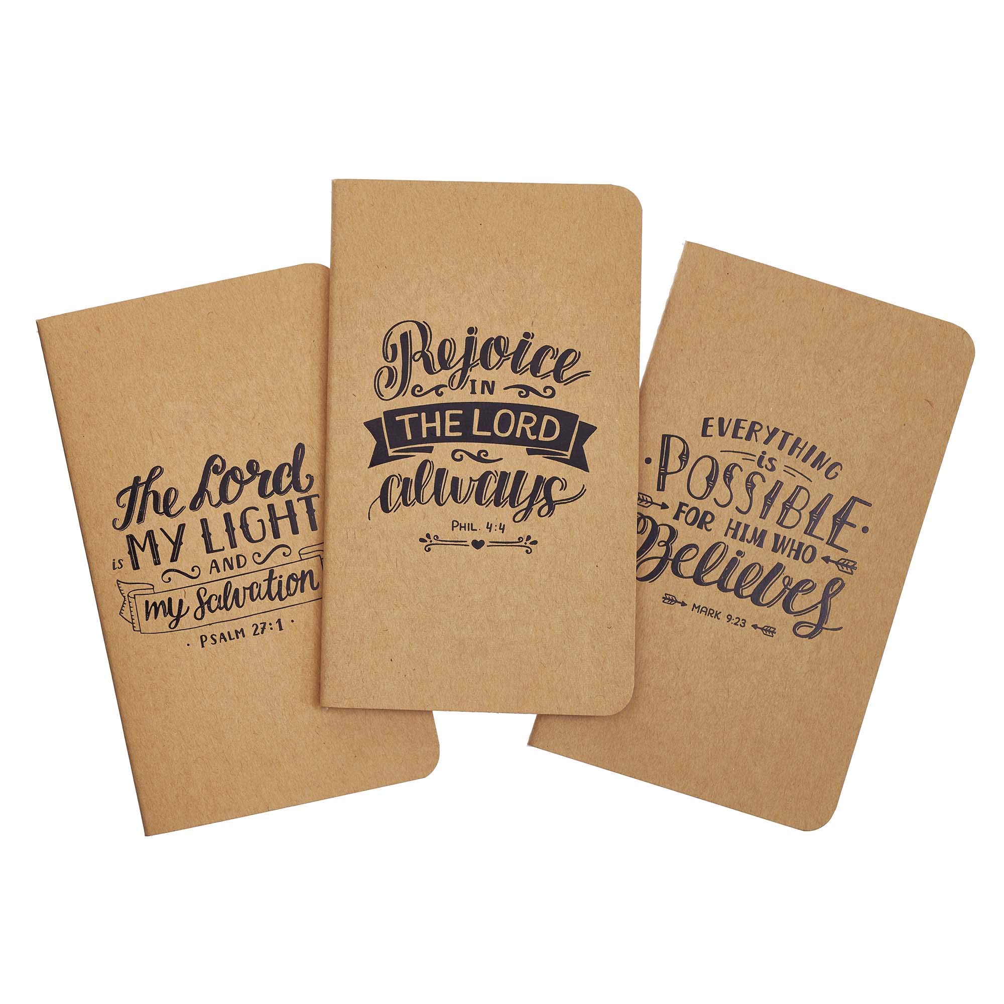 Buy Christian Art Gifts Kraft Brown Notebook Set Rejoice In The Lord