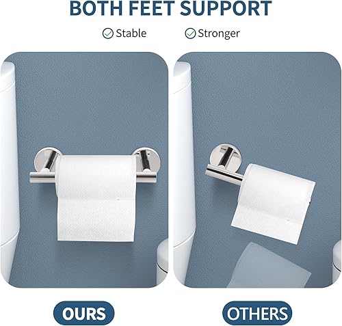 Miniatura 10 de Newfun Soporte de papel higiénico negro mate, SUS 304 de acero inoxidable ajustable, doble poste pivotante, soporte de pared para baño