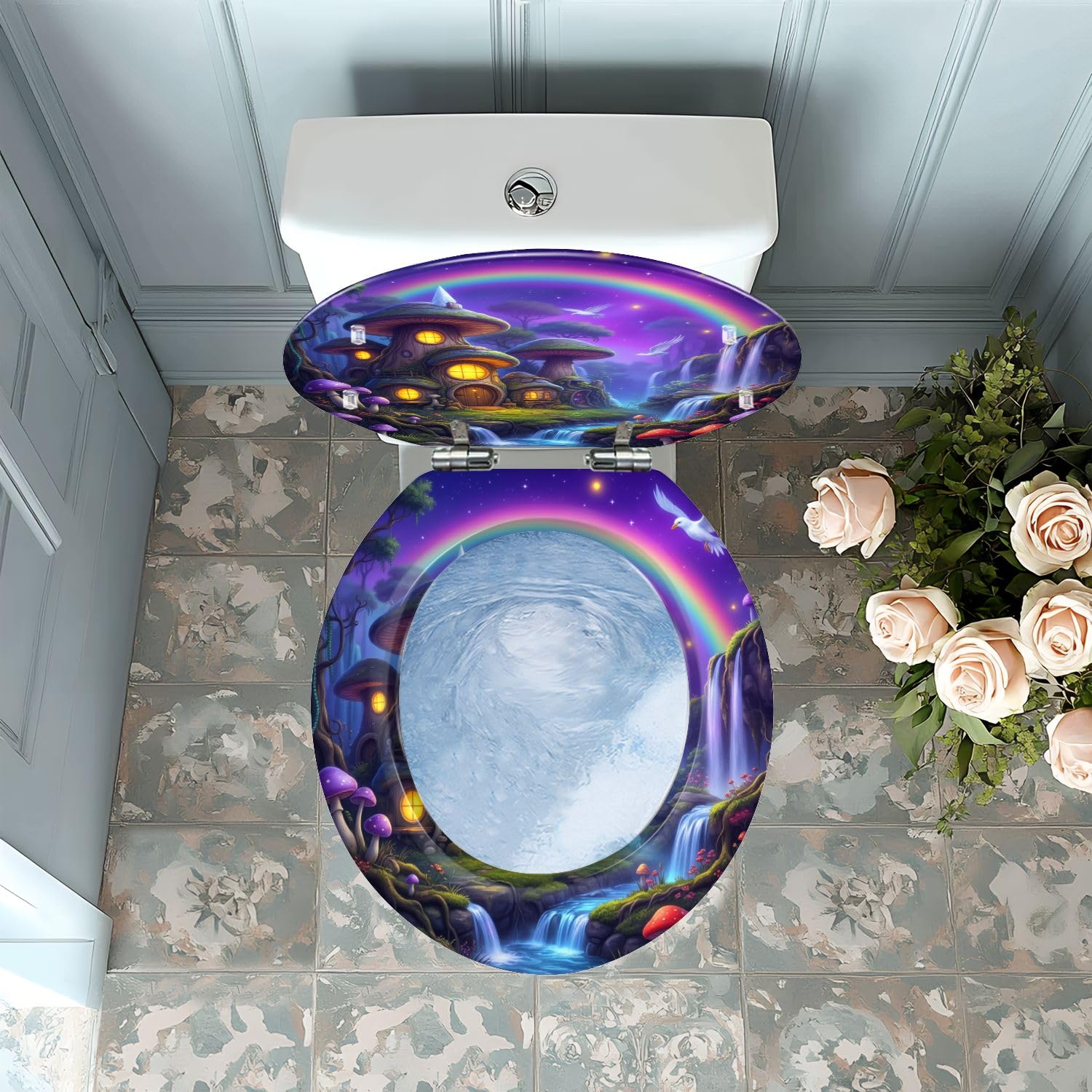 Asiento de inodoro redondo de resina de ajuste universal genérico para baño.