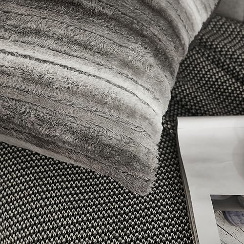 Miniatura 3 de Yaoshuho Fundas de almohada esponjosas de piel sintética ombré, fundas de almohada peludas de felpa de terciopelo de visón, fundas de almohada