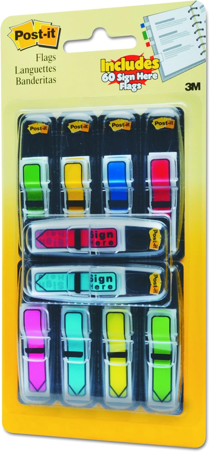 3M Post-it Arrow 0.47IN/PO x 1.7IN/PO, "Blank & SIGN HERE", Removable, Self-Adhesive (684VAD2) : Office Products