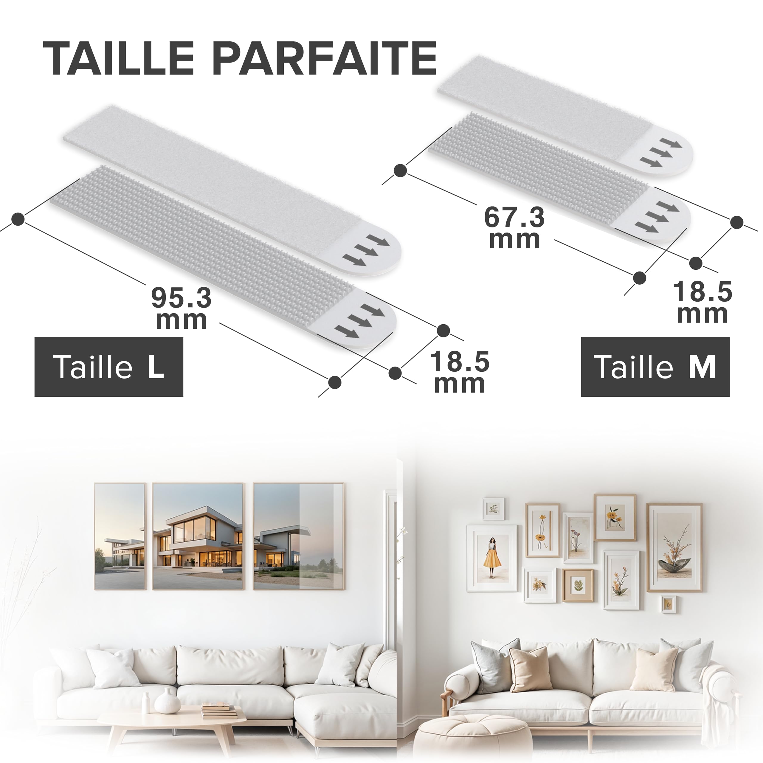 X-Protector Languettes Accroche Tableau 28 paires Sans Percage Adhésif jusqu'à 9 kg Taille M+L