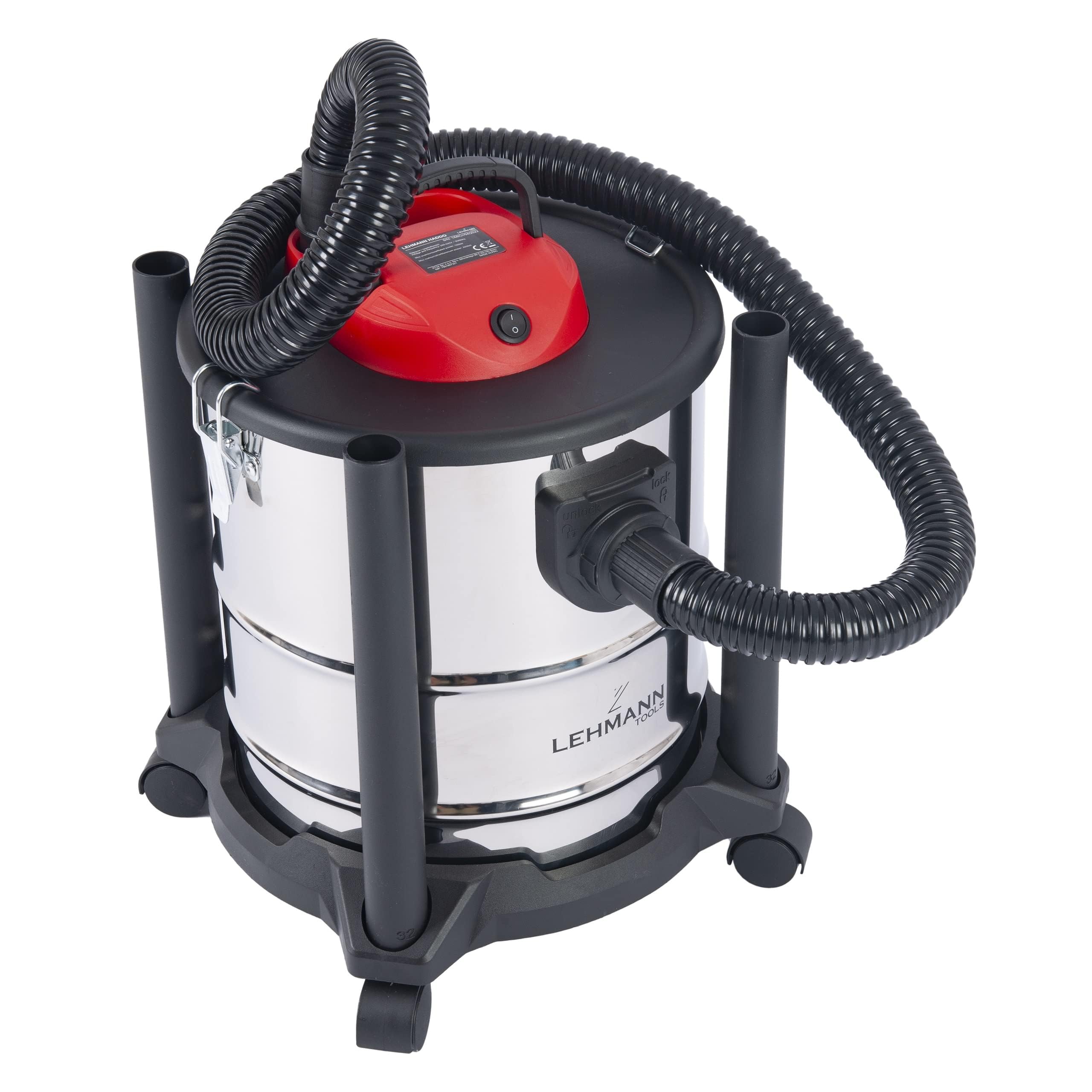 LEHMANN Haddo Industriestaubsauger 2000W Aschesauger Doppelfilteranlage Nass Trockensauger 20L Edelstahltank