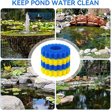 Filter Sponge Replacement for VIVOHOME Pond Filter 1580/1840 GPH or SUNSUN CPF-2500/3500 Pond Filter Parts Compatible with VEVOR/VIVOGROW 1580/1840GPH Foam Media Pad Replacement Parts for Koi Ponds