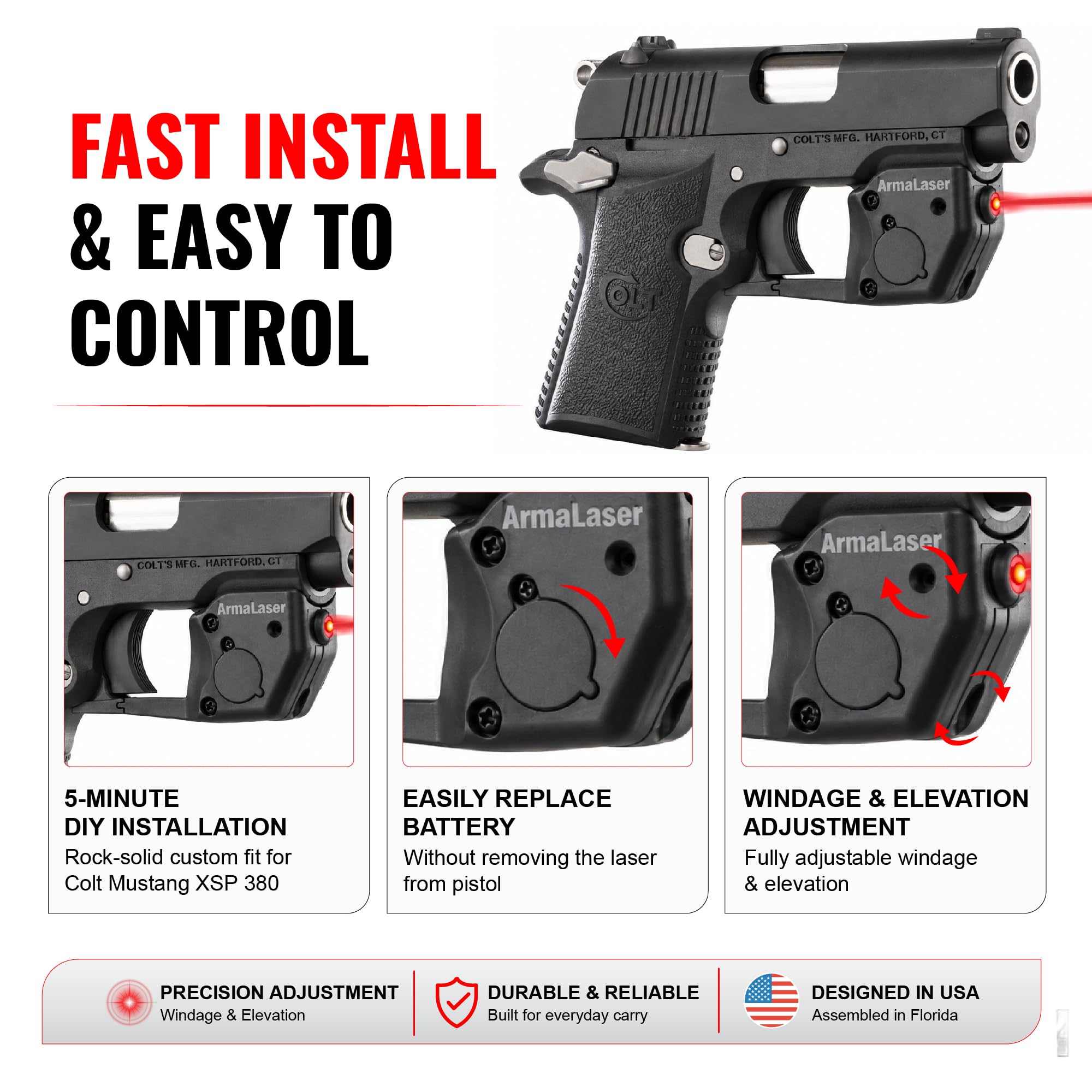 Amazon.com: ArmaLaser TR17 Designed to fit Colt Mustang XSP 380