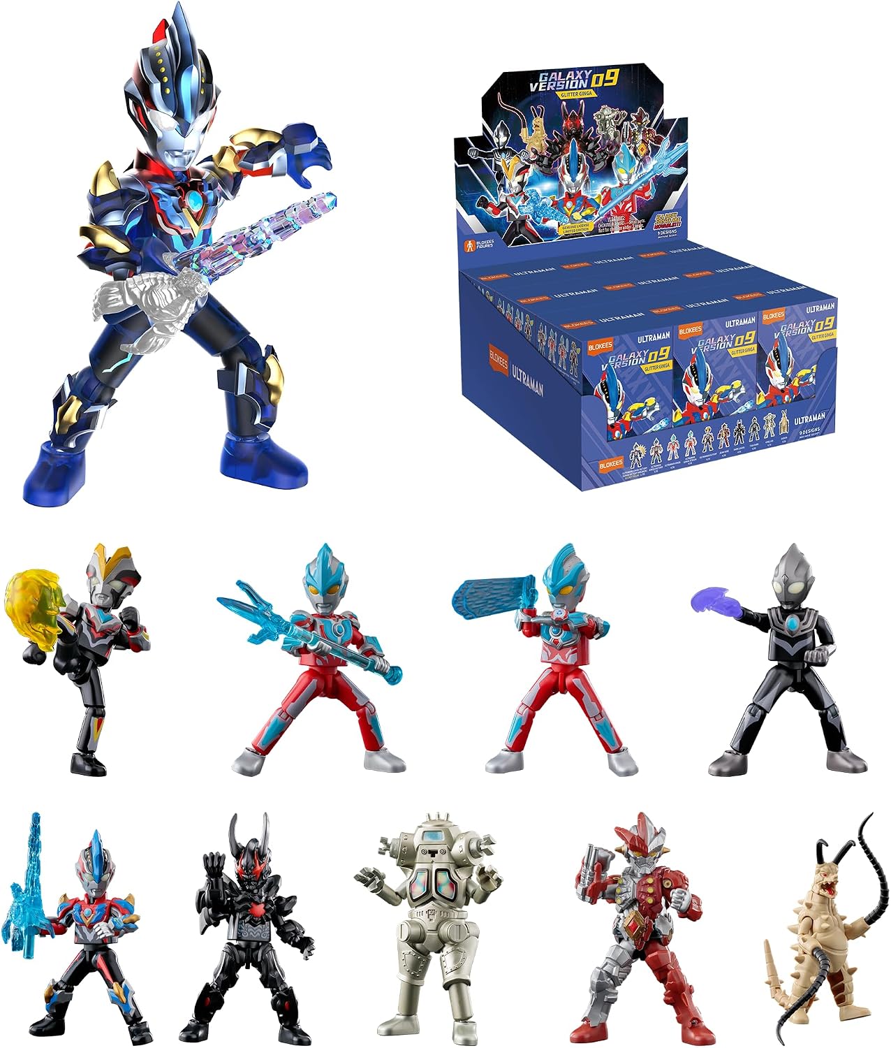 BLOKEES Ultraman | Galaxy Version 9pc PDQ Wave 9 | Glitter Ginga | Model Kits | Ages 9+