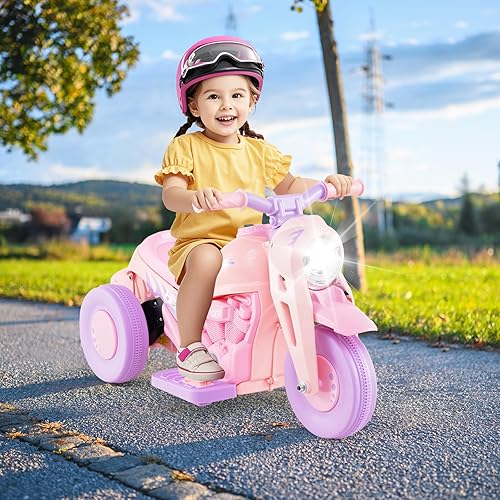 Vista 27 de HONEY JOY Motocicleta de paseo de 6 V con fabricante de burbujas, luz LED, música, pedal de pie, adelante/atrás, motocicleta eléctrica de 3 ruedas