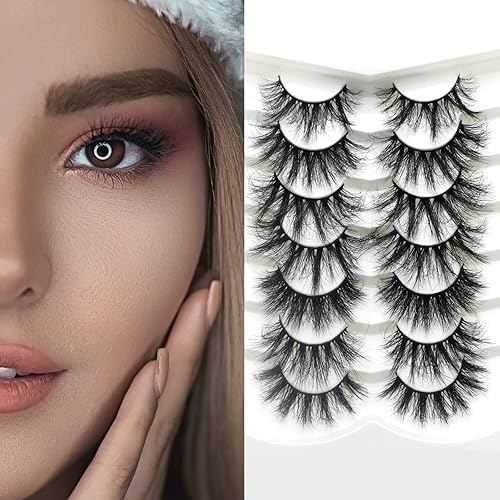 7 pares de pestañas rusas de colores dramáticos con 14 colores, mezcla de pestañas de visón sintético y esponjosas, pestañas postizas largas