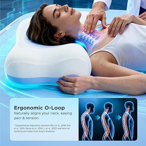 Miniatura 3 de Bedsure Almohada cervical para el cuello  Almohadas ergonómicas para sueño profundo, almohadas de espuma viscoelástica para dormir de lado y de