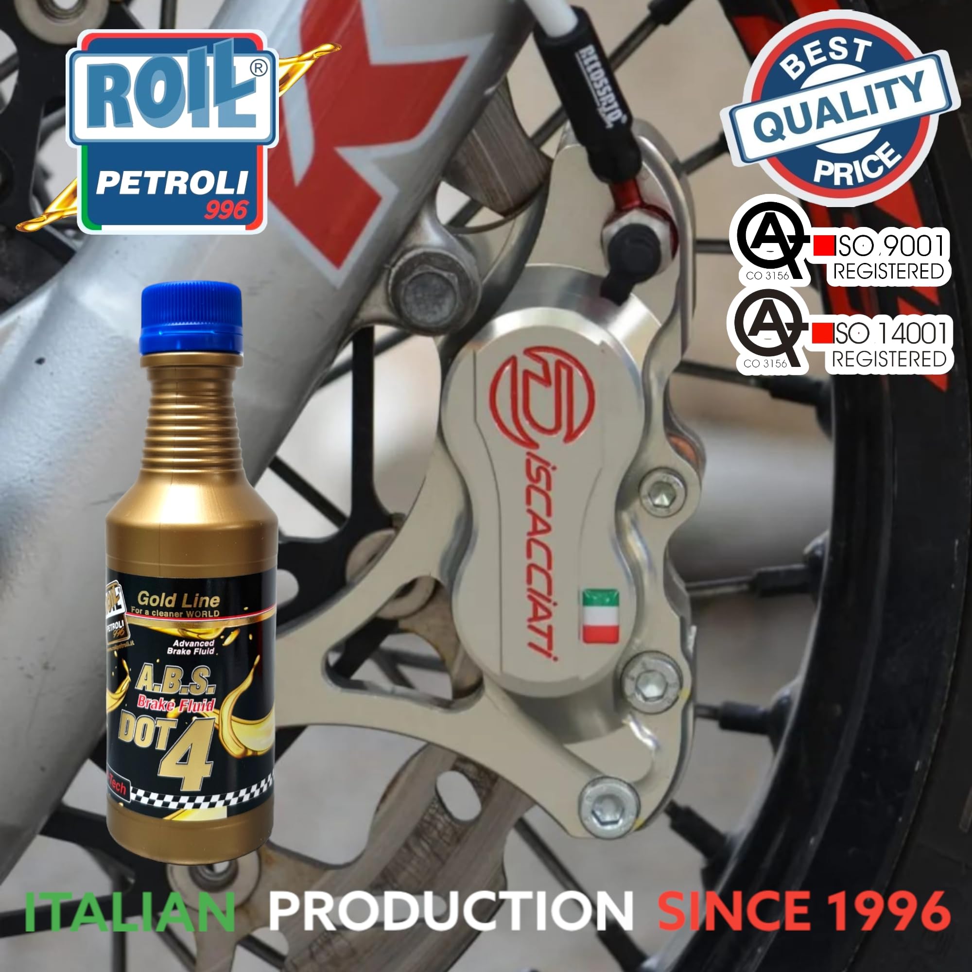 Roil Fluido Freni Brake DOT 4 ABS - Pratico Flacone richiudibile - 250 ml.