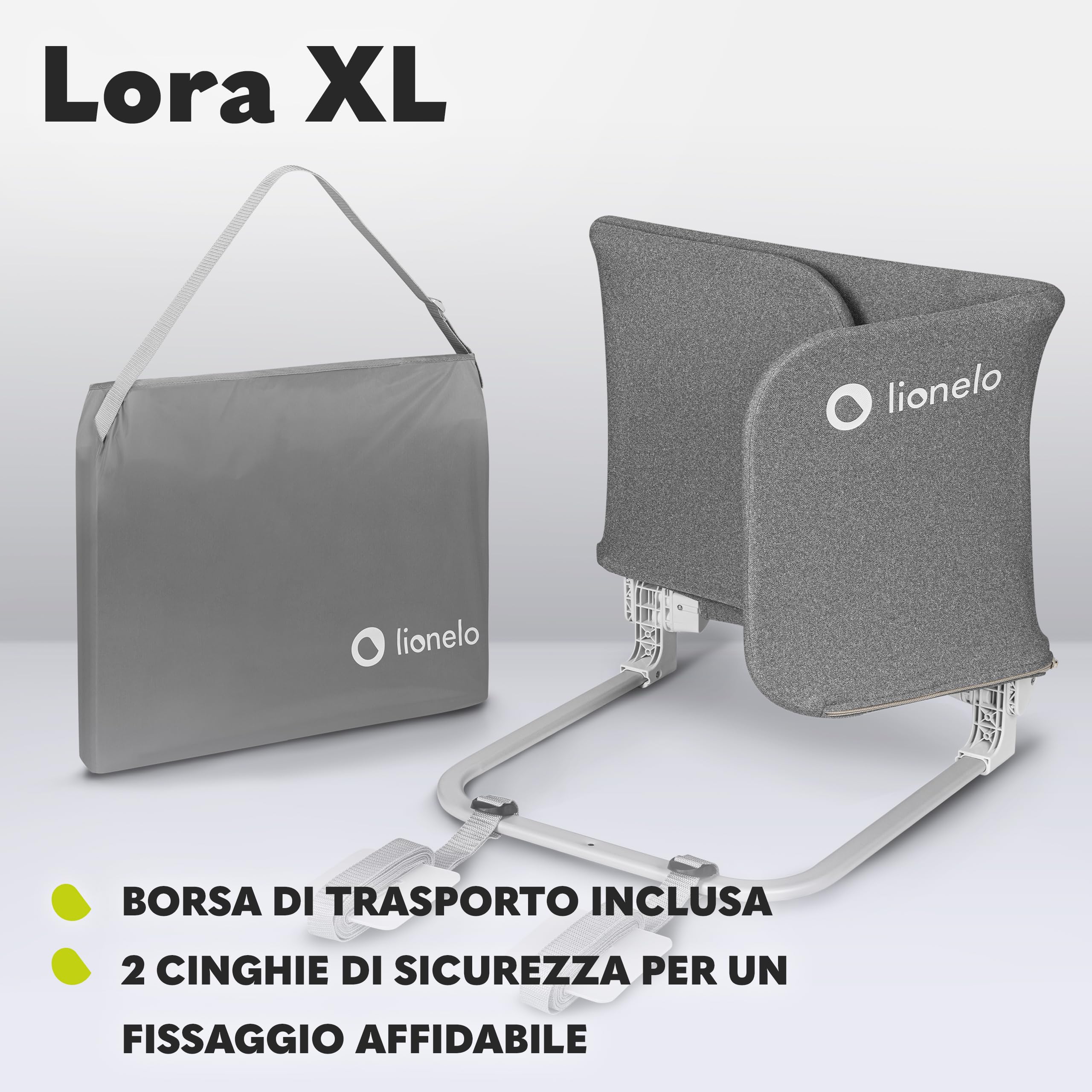 lionelo Lora Sponda Letto Portatile e pieghevole per Bambini Altezza 45cm Lunghezza 150cm Regolazione inclinazione fino a 180° Barriera letto con meccanismo di bloccaggio StandSafe impedisce la caduta