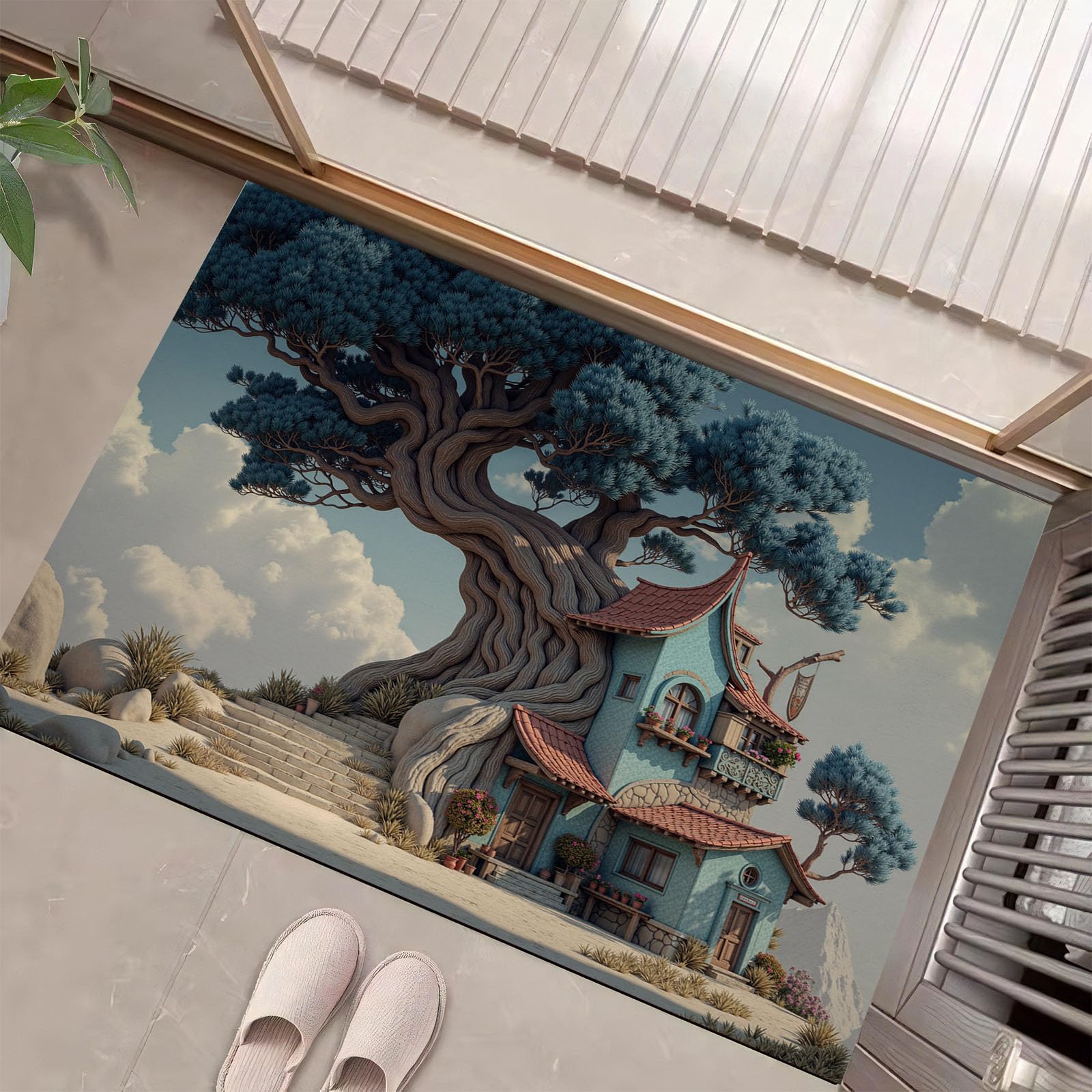 Paillasson intérieur entrées bleu clair pour une maison propre en hiver