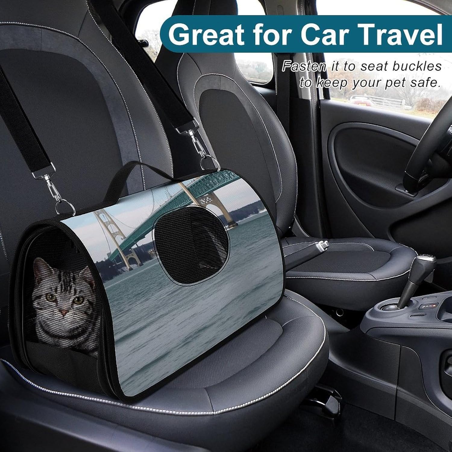 Pet Handbags, Mackinac Suspension Bridge Printed Pet Handbags,folding Pet Bags,new Pet Handbags,universal Pet Handbags, 45X26X23.5cm