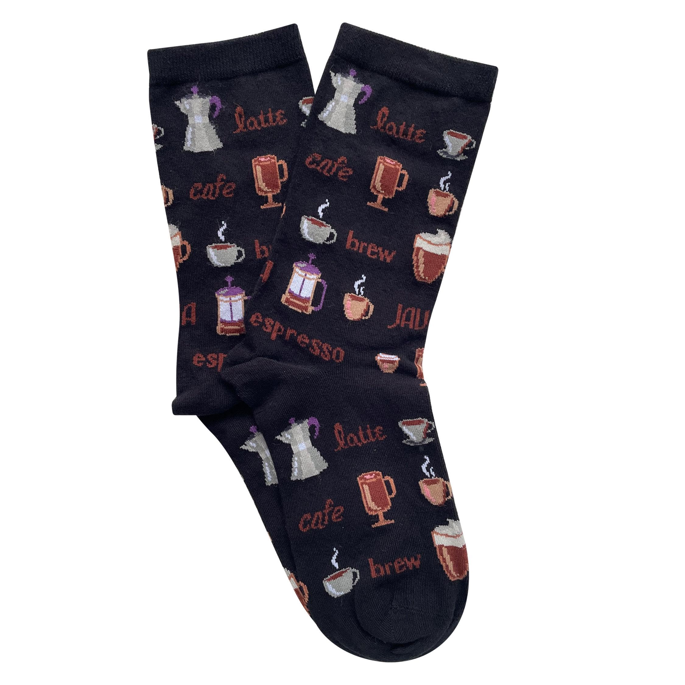Love'em Unisex Black Coffee Theme Novelty Socks, Barista Gift Socks
