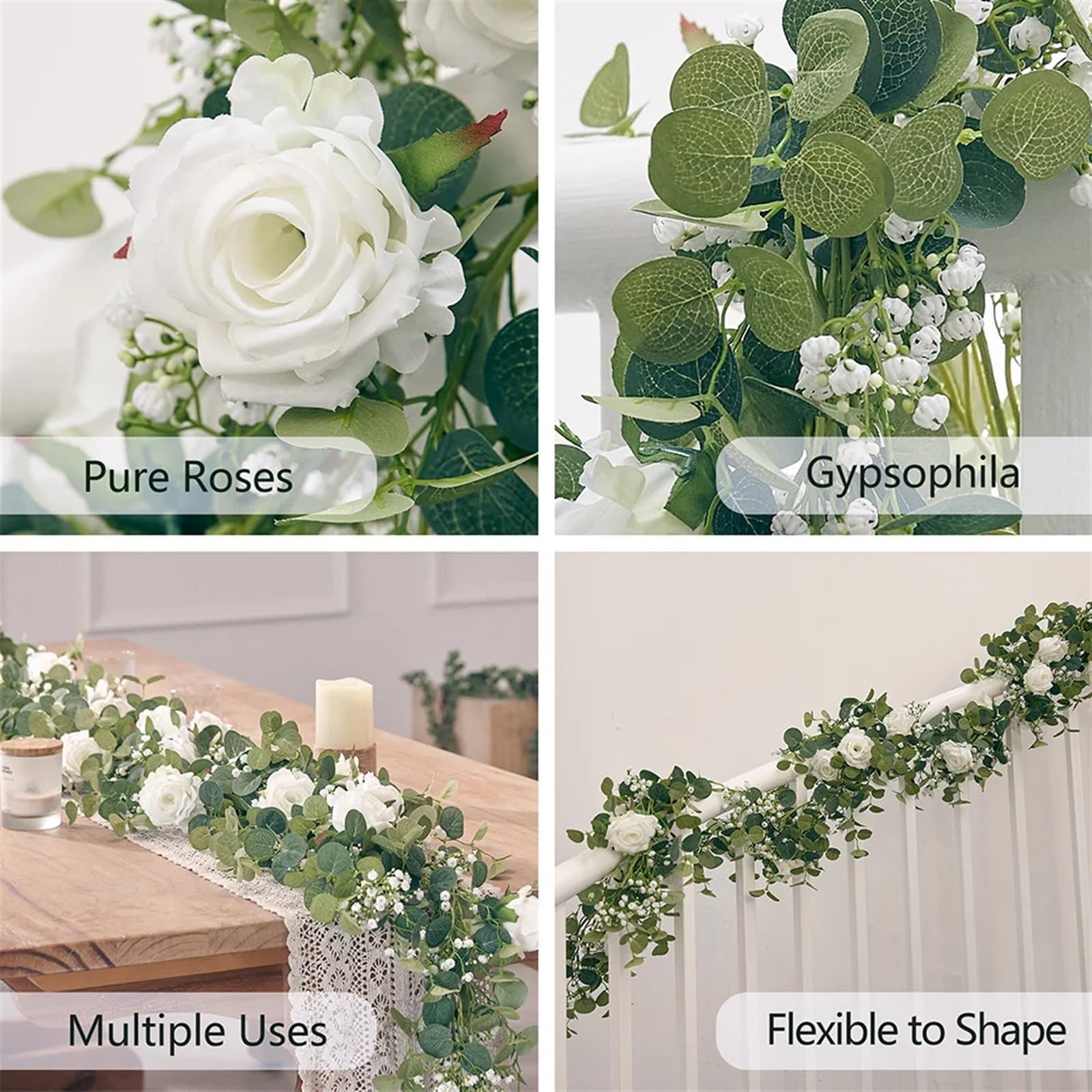 Künstliche Blumenranken Künstliche Blumen, Seidenrosen, Gypsophila-Girlande, gefälschte Ranken, Hängepflanzen for Hochzeit, Zuhause, Party, Basteldekoration Zur Dekoration(Style 04 zangzangse)