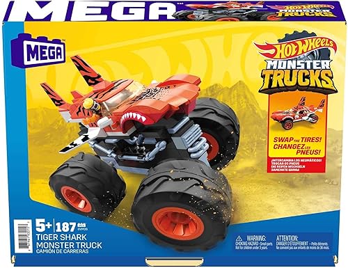 Miniatura 10 de Mega Hot Wheels - Juego de construcción de tiburón tigre con microfigura conductor juego de regalo de juguete para niños de 5 años en adelante