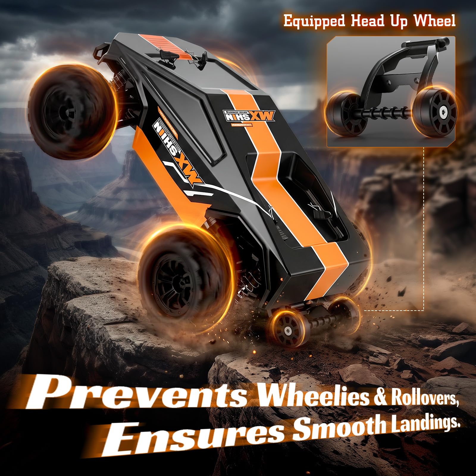 Ferngesteuertes Auto 1:18 für Erwachsene & Jungen, 40 km/h RC Car 4WD Offroad Truck mit Metallgetriebe und 2X 1500mAh Batterien, Kompaktes Geländefahrzeug für Outdoor Abenteuer