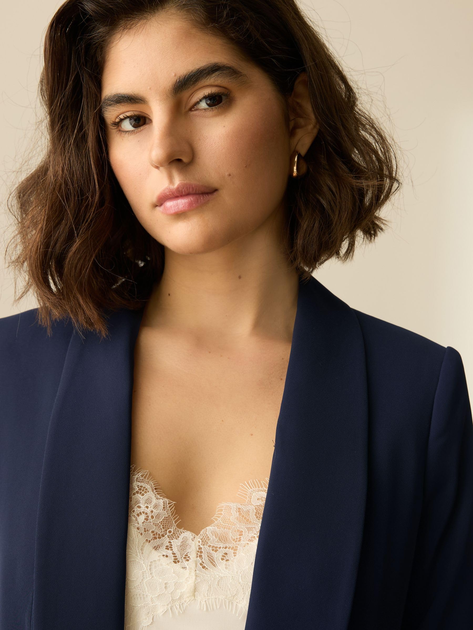 NEXT Damen Standard Blazer mit gerafften Ärmeln im Relaxed Fit