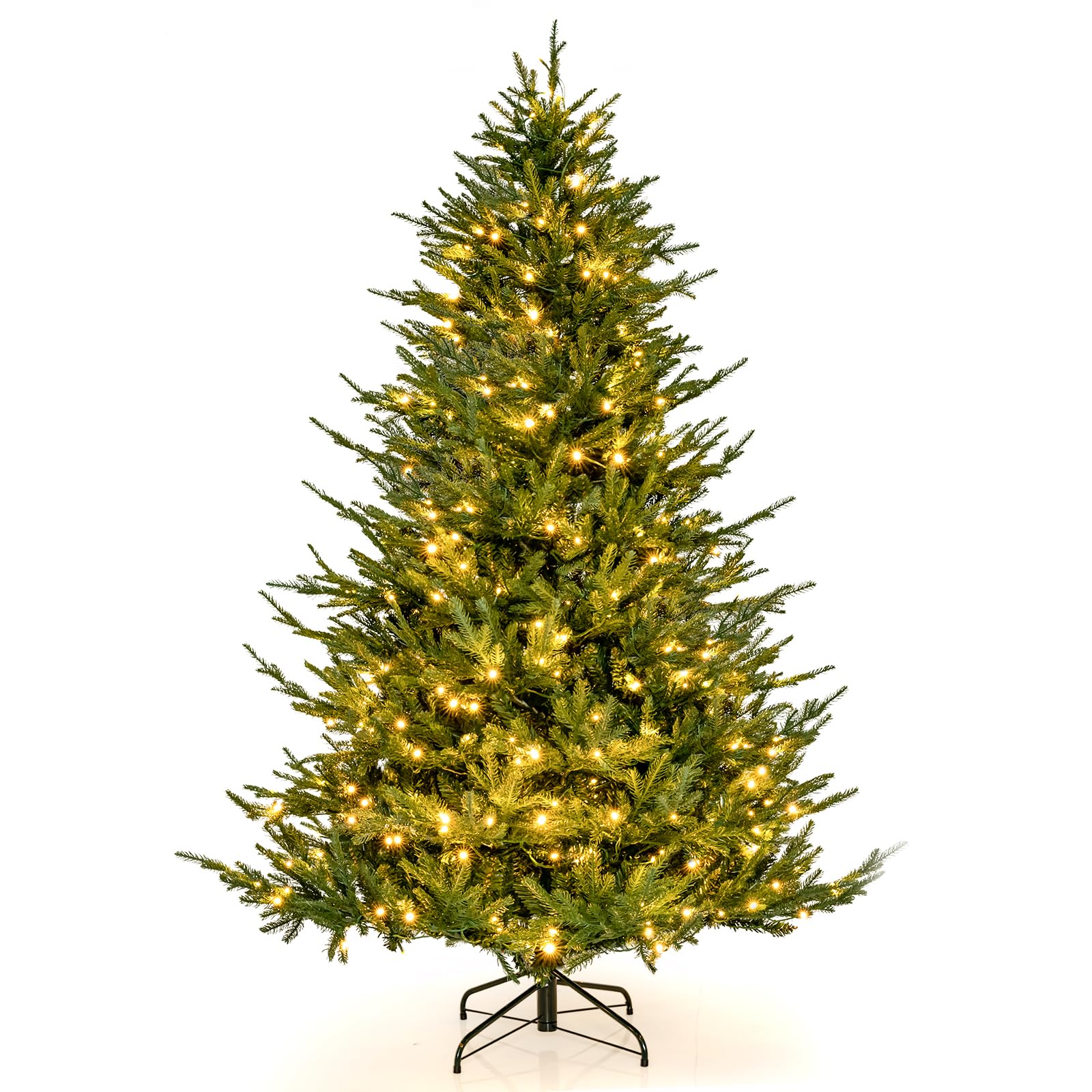 COSTWAY Árbol de Navidad 183cm, Arbol de Navidad con Luces Incorporadas, 280 Luces, Blancas Cálidas, Arboles de Navidad con Luces Integradas, 8 Modos, 788 Ramas de PVC y PE, Arvore de Natal (183cm)