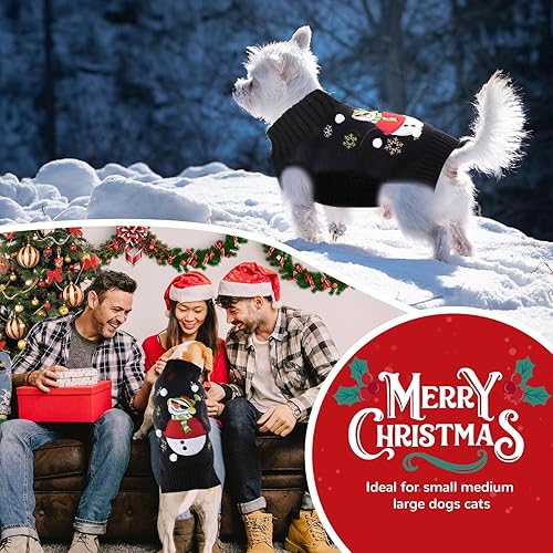 Miniatura 9 de PETCARE Disfraz de Navidad para perro, chaleco lindo de oso a rayas rojas, ropa cálida de invierno para perros pequeños, medianos y grandes, gatos,