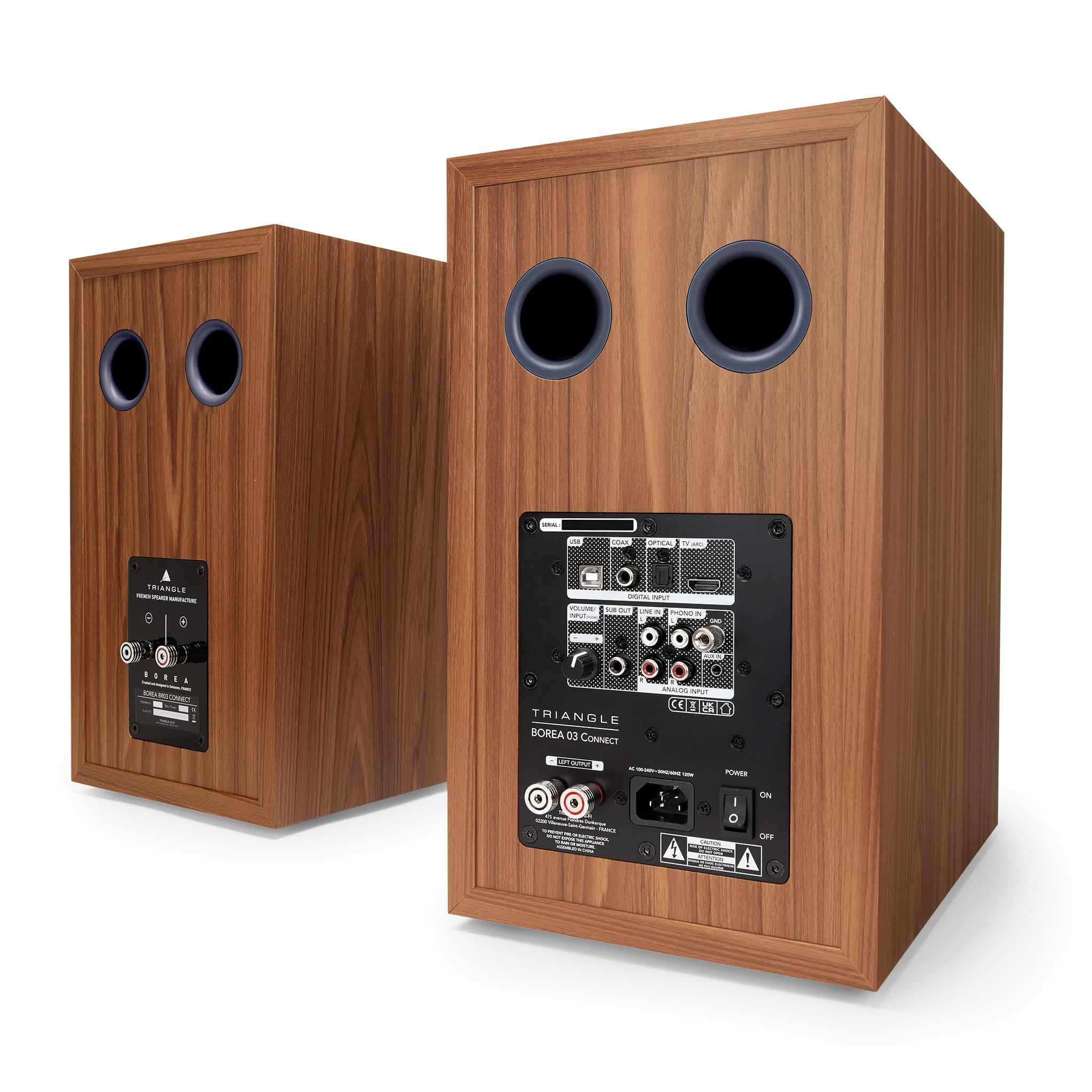 Triangle - Altavoces Activos BOREA BR03 Connect - Altavoces de Estantería Bluetooth con Amplificador 2X 60W - Audio HD - Entradas Phono/Plato TV ARC & USB - 206 x 360 x 314 mm - Azul (Par)