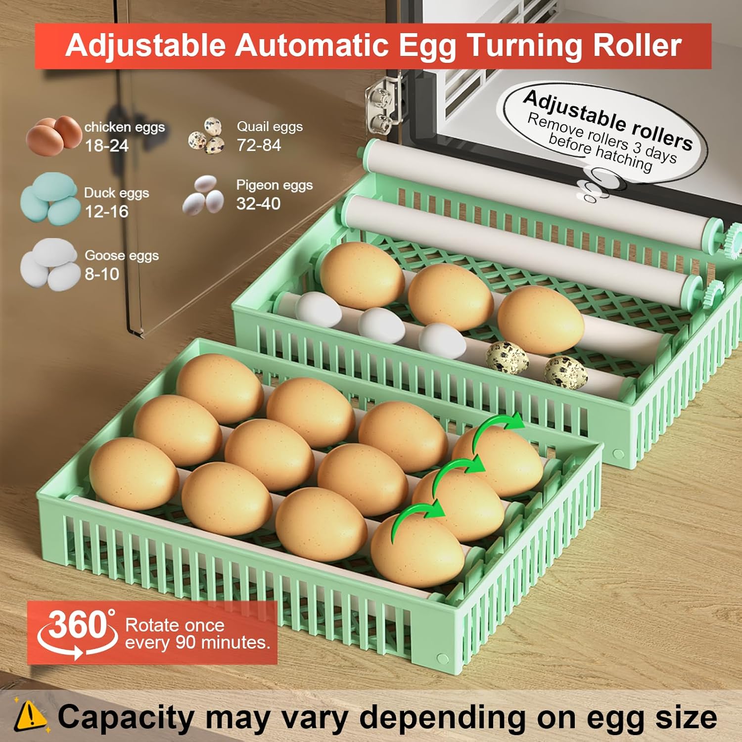 Incubators for Hatching 24 Eggs, Egg Incubator Automatic Egg Turner, Ultrasonic Atomized Humidifier, Chicken Incubator Temperature Control with 5 Automatic Incubation Modes, Auto Day Count
