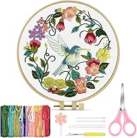TINDTOP Hummingbird Embroidery Kit for Beginners Adults - Complete Starter Set with Hoop, Threads, Needles & Instructions