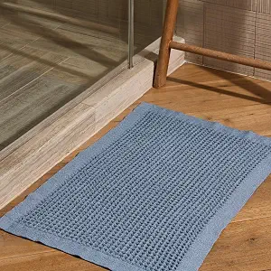 ONSEN Supima Cotton Waffle Bath Mat – 20x30 in, Denim