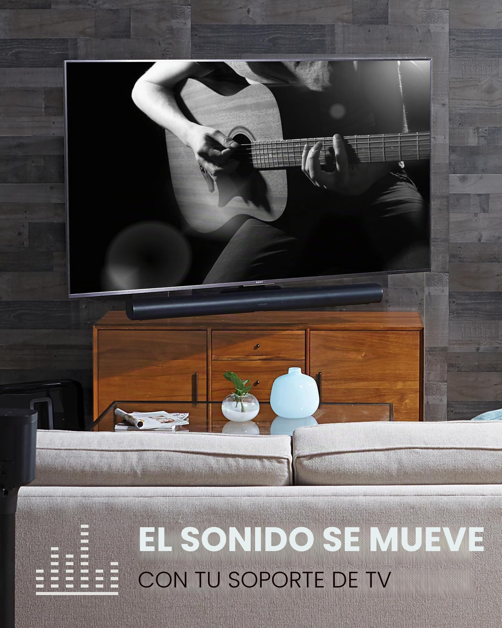 SANUS - Soporte de televisión para barra sonido Sonos Arc, con altura y profundidad ajustables Dolby Atmos, compatibilidad universal otros soportes fácil montaje, OSSATM
