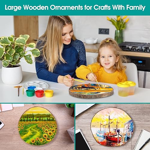 Miniatura 7 de 8 rebanadas de madera de 10 a 12 pulgadas, rebanadas de madera redondas naturales para centro de mesa, círculos de madera grandes de árbol de