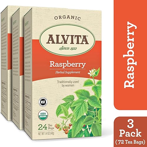Miniatura 3 de Alvita Té de hierbas de frambuesa roja orgánica, fabricado con hojas de frambuesa roja orgánica de alta calidad, y un suave aroma a hierbas y sabor