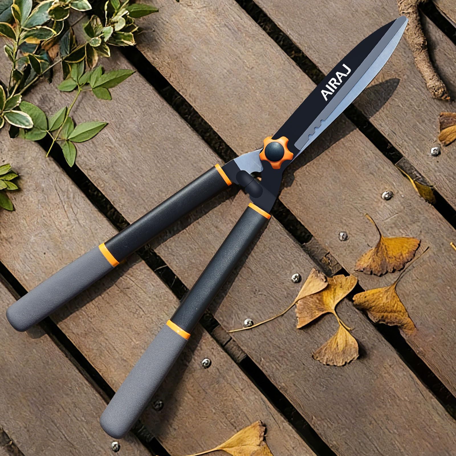 AIRAJ Cesoie per siepi da 58 cm, lame affilate in acciaio al carbono e impugnatura ergonomica confortevole. Cesoie per siepi leggere, adatte per potare siepi, arbusti e piante cespugliose.