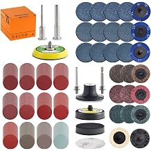 Tshya VPS27001 2" Sanding Disc Pad Variety Kit for Drill Grinders Rotary Tool Die Grinder Accessories with 1/8" & 1/4" Shank Backer Plate Sanding Pad 36-3000 Grit Blue