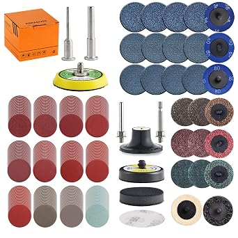 Tshya VPS27001 270Pack 2inch Sanding Discs Pad Variety Kit for Drill Grinder Rotary Tools Die Grinder Accessories with 1/8 inch&1/4 inch Shank Backer Plate, Sanding Pads Includes 36-3000 Grit,Blue