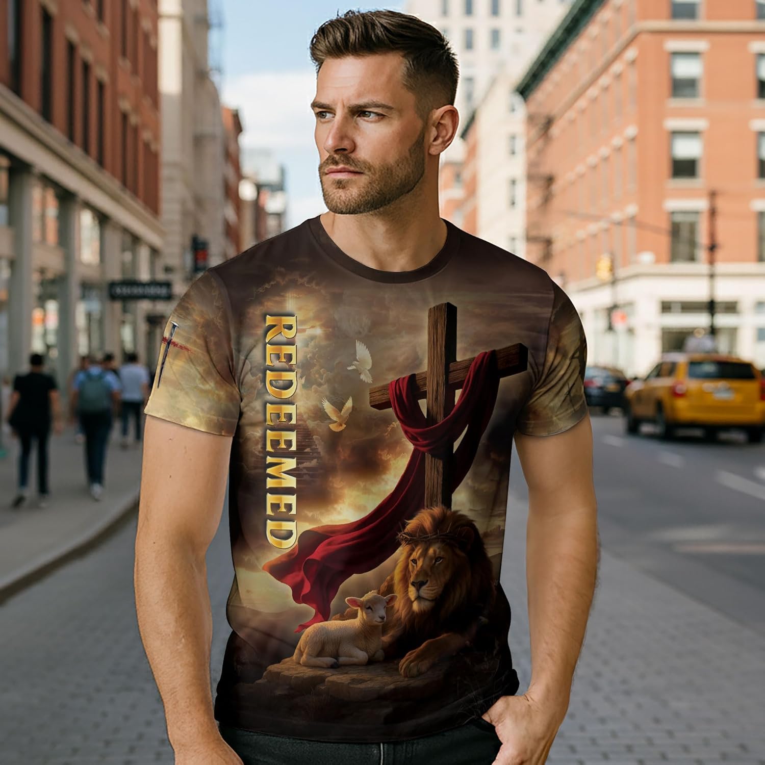 Redeemed Tshirt, Christian Shirts for Men, Cross Shirt, Jesus Shirts for Men, Bible Verse Shirt - Image 2