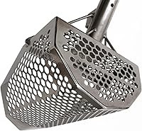 Vista 4 de CooB Herramienta de detección de metales con pala de arena de playa, pala de acero inoxidable para detectar tesoros, poste de mango de fibra