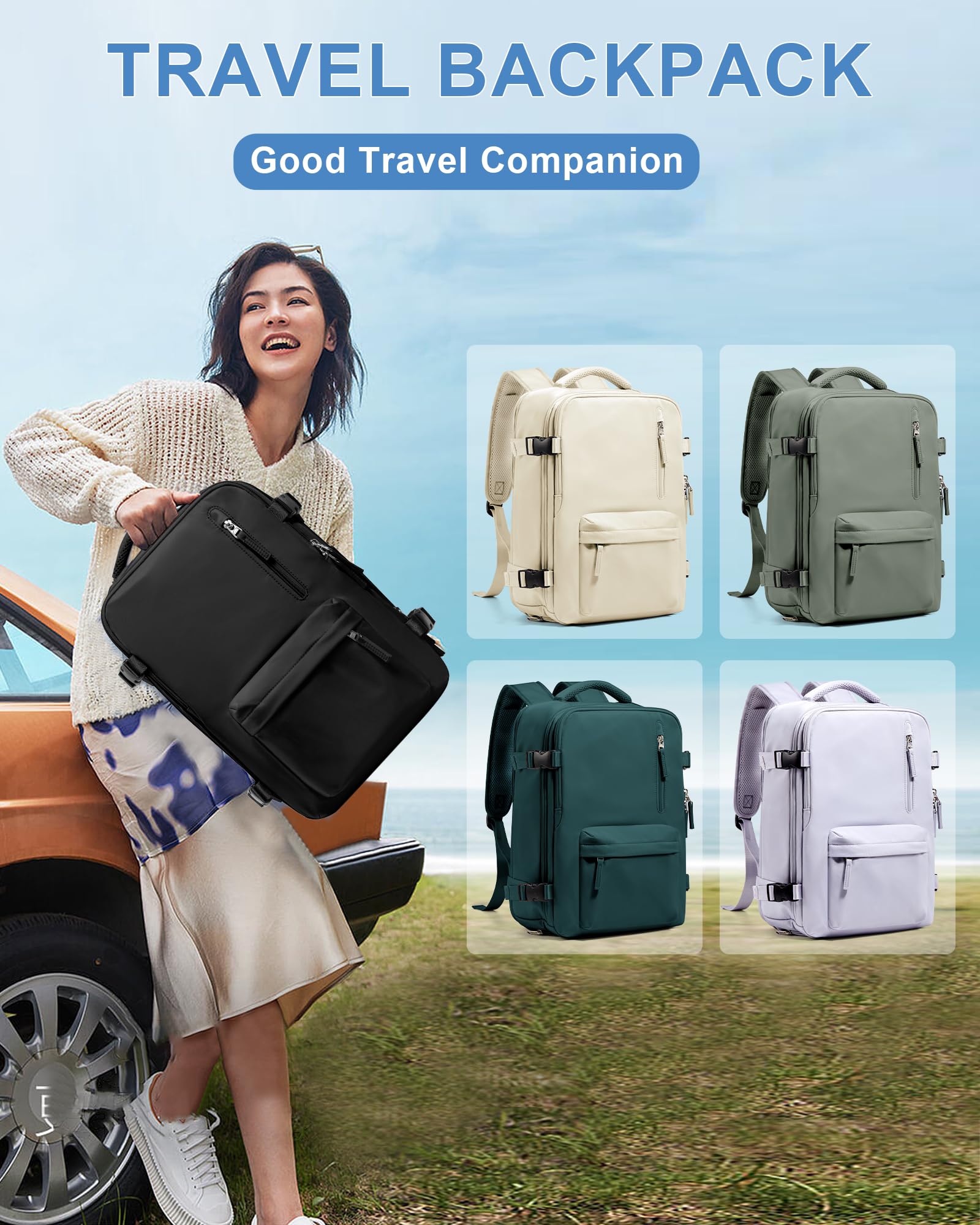 BJLFS Borse da Cabina per Ryanair 40×20×25 Zaino da Viaggio con Sottovuoto Bagaglio a Mano Easyjet 45×36×20,Zaino con sistema di compressione,Zaino Casual per laptop da 14 pollici per scuola