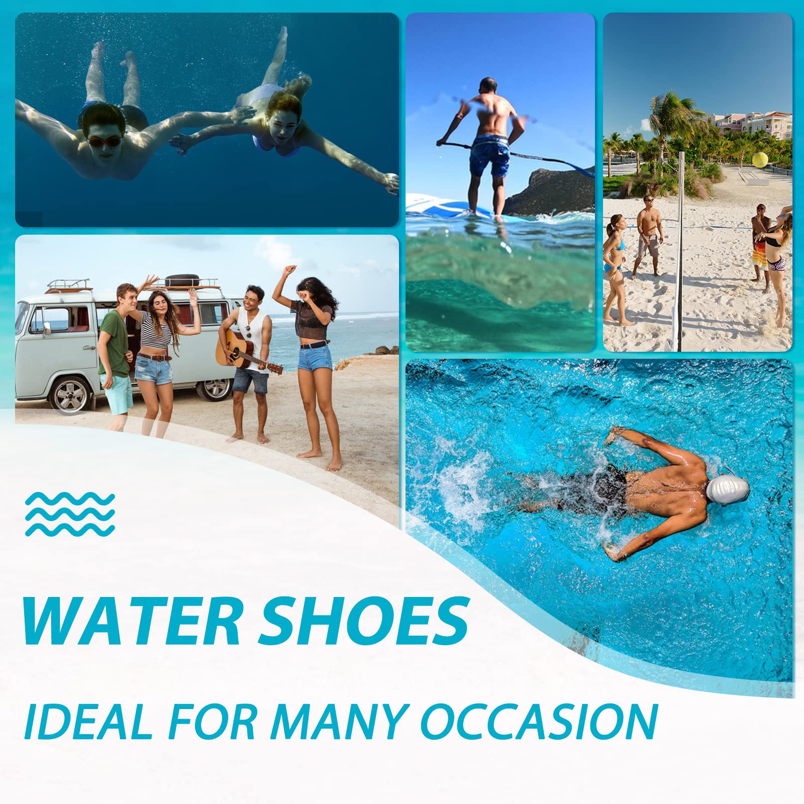 Hanani Zapatos de Agua para Hombre y Mujer Zapatos de Playa Zapatos de natación de Secado rápido Zapatos de Surf Descalzos Deportes Acuáticos para Mar Río Aqua Calzado de Natación Unisex