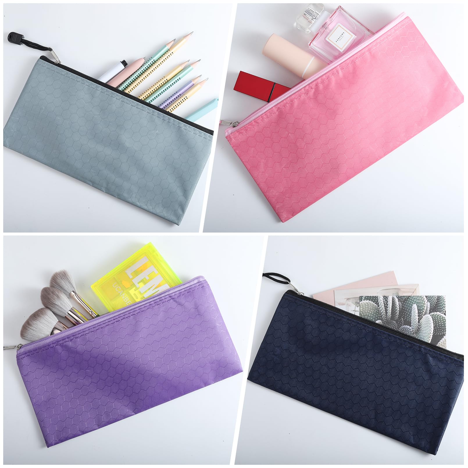 Paquete de 36 estuches para lápices, impermeables, con cremallera, pequeñas bolsas con cremallera, estuche para suministros de oficina, cosméticos, almacenamiento de viajes, 12 colores, 9.3 x